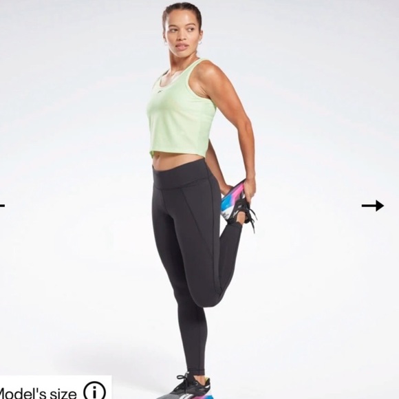 NWT Reebok Womens Lux Leggings Gym High Rise Workout Black Premium Tight… - Picture 2 of 14
